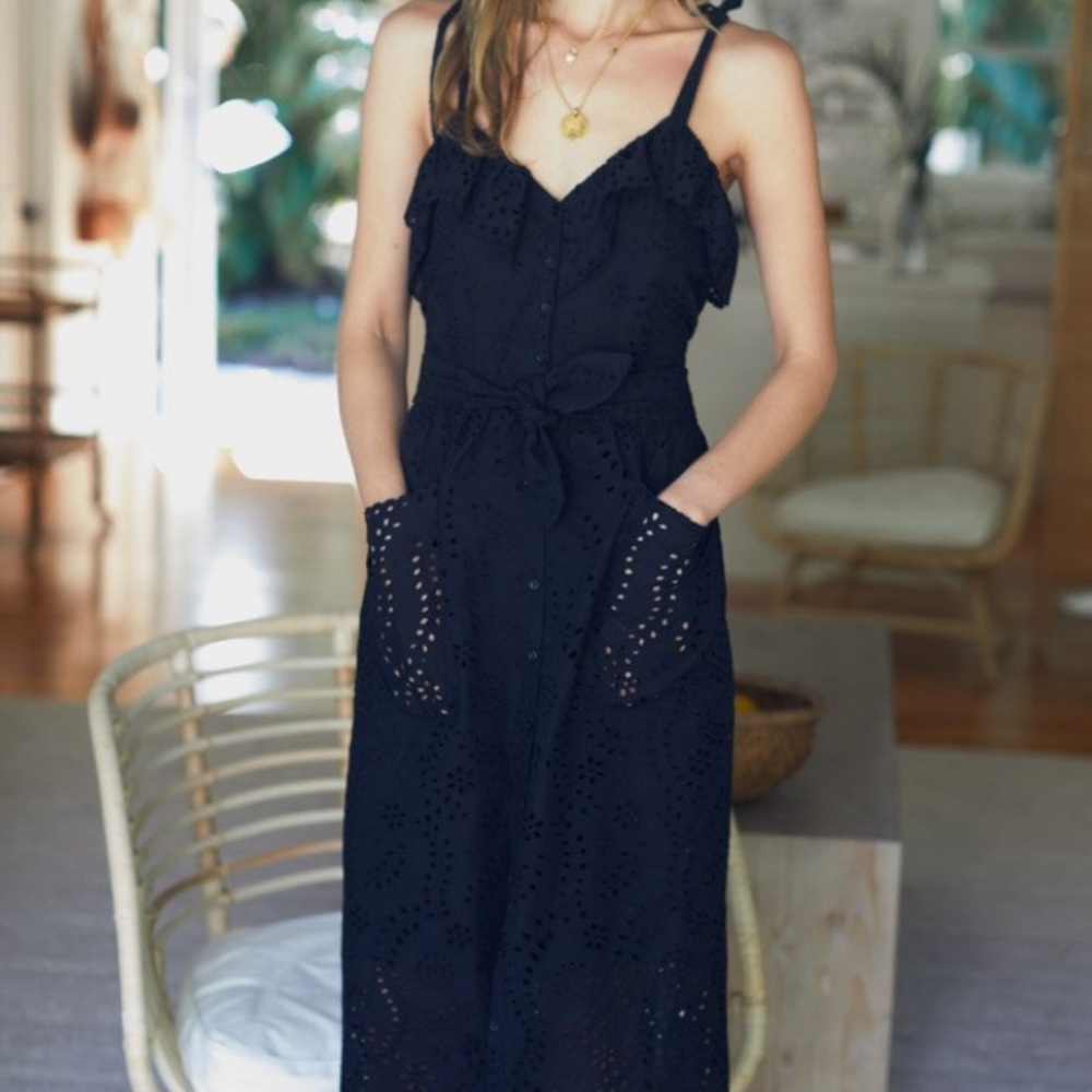 Emerson‎ Fry 100% Cotton Meadow Black Eyelet Midi Sundress Size: XS